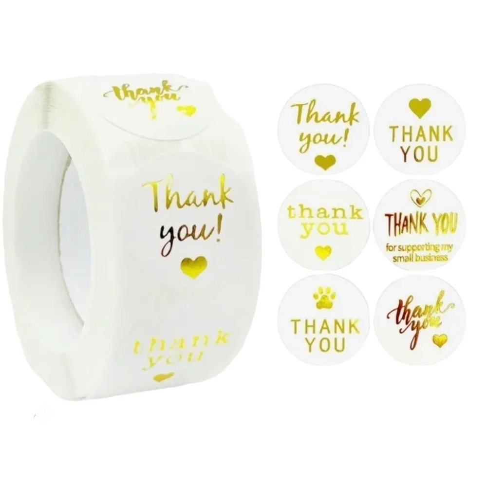 thank you stickers (variety pack) 1in round | shipping supplies​​​ Gold sticker